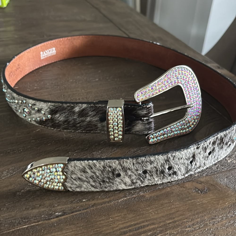Ranger Belt Company Geniune Leather & Cowhide Embellished Size 36 Belt